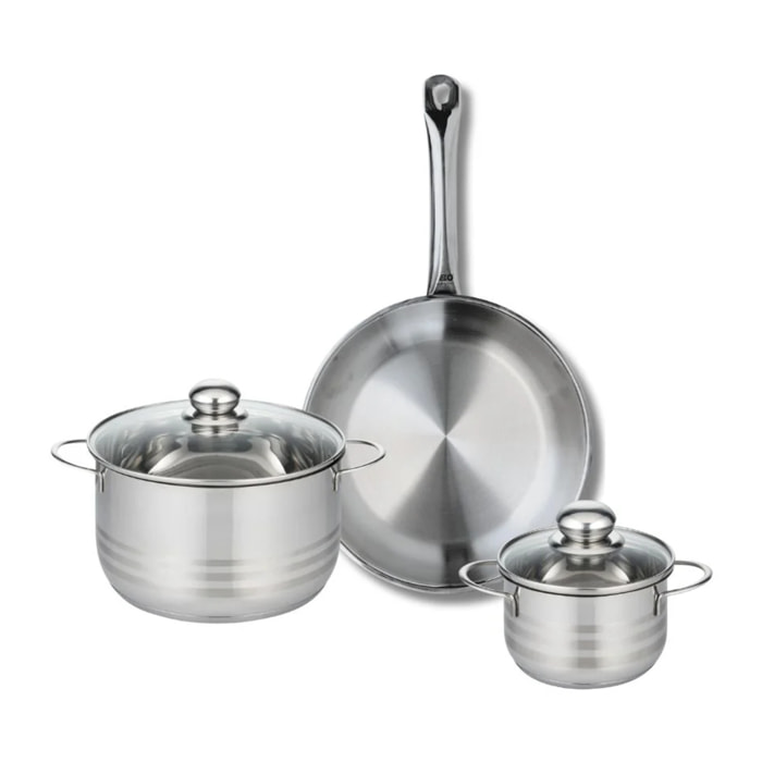 Ensemble de 1 Poêle de cuisson 28 cm et 2 faitouts 14 et 20 cm Elo Profi Brillant
