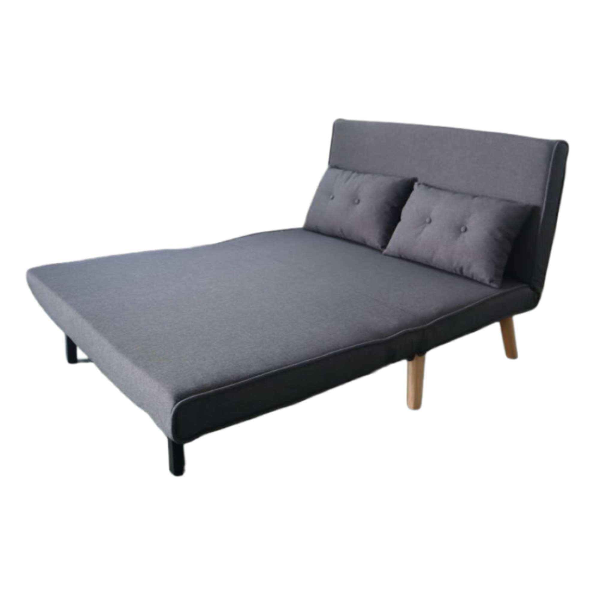 Canapé convertible en tissu gris foncé 2 places GLINA