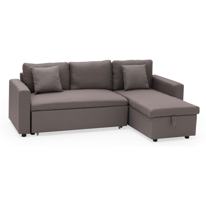 Canapé d'angle convertible CLARK 3 places taupe