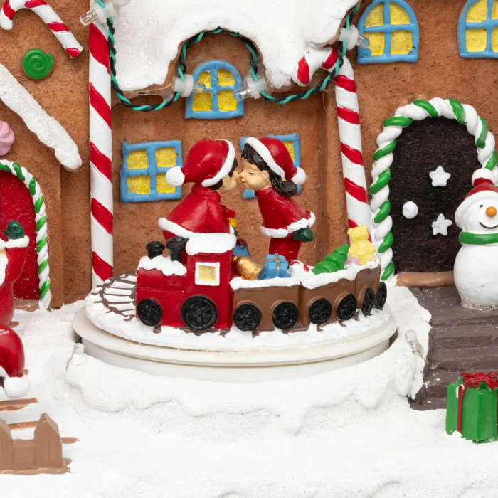 Village lumineux Père Noël bonhomme de neige train 11 LED musical et