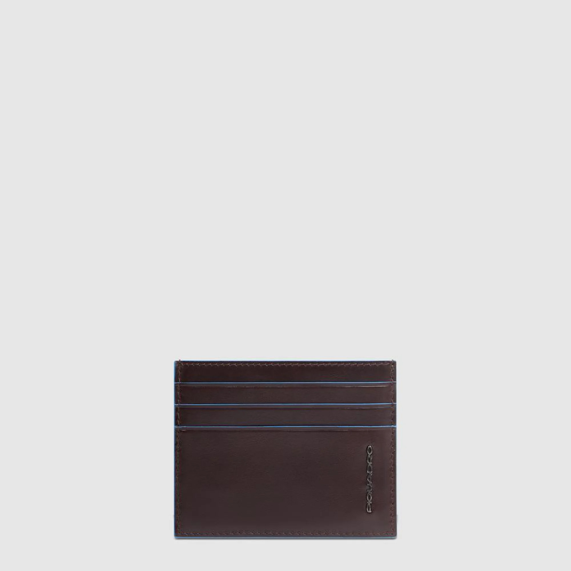 Piquadro Portacarte di credito sottile in pelle, schermato con protezione RFID