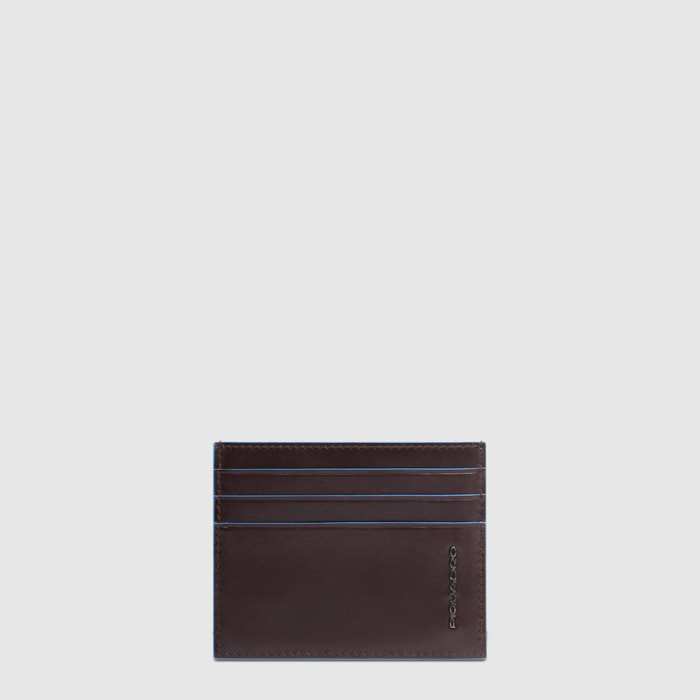 Piquadro Portacarte di credito sottile in pelle, schermato con protezione RFID