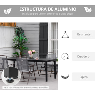 Mesa de Jardín de Aluminio Rectangular para 8 Personas Mesa de Comedor Exterior 190x90x74 cm con Encimera de Listones para Terraza Balcón Negro