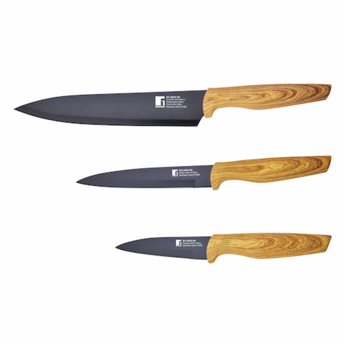 SET 3PC CUCHILLOS ACERO INOX  EARTH BLACK BG