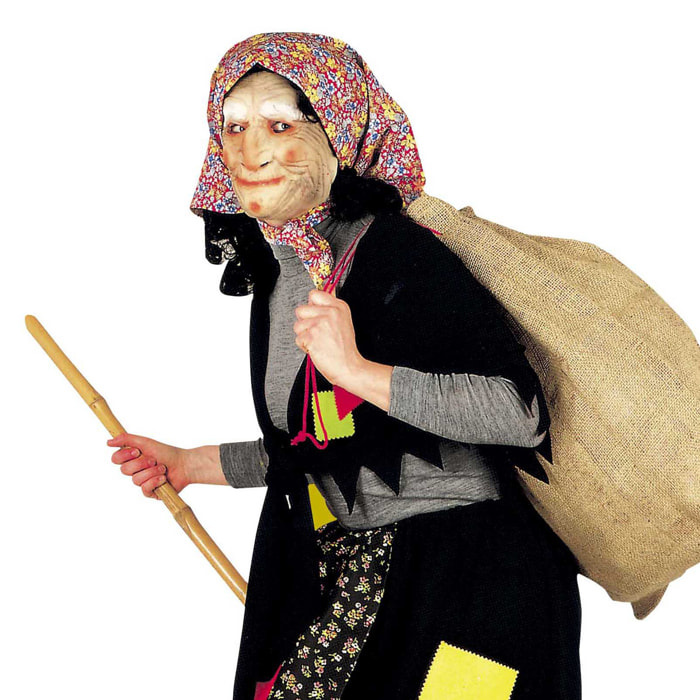 Vecchia Befana Costume Travestimento Adulto Con Maschera