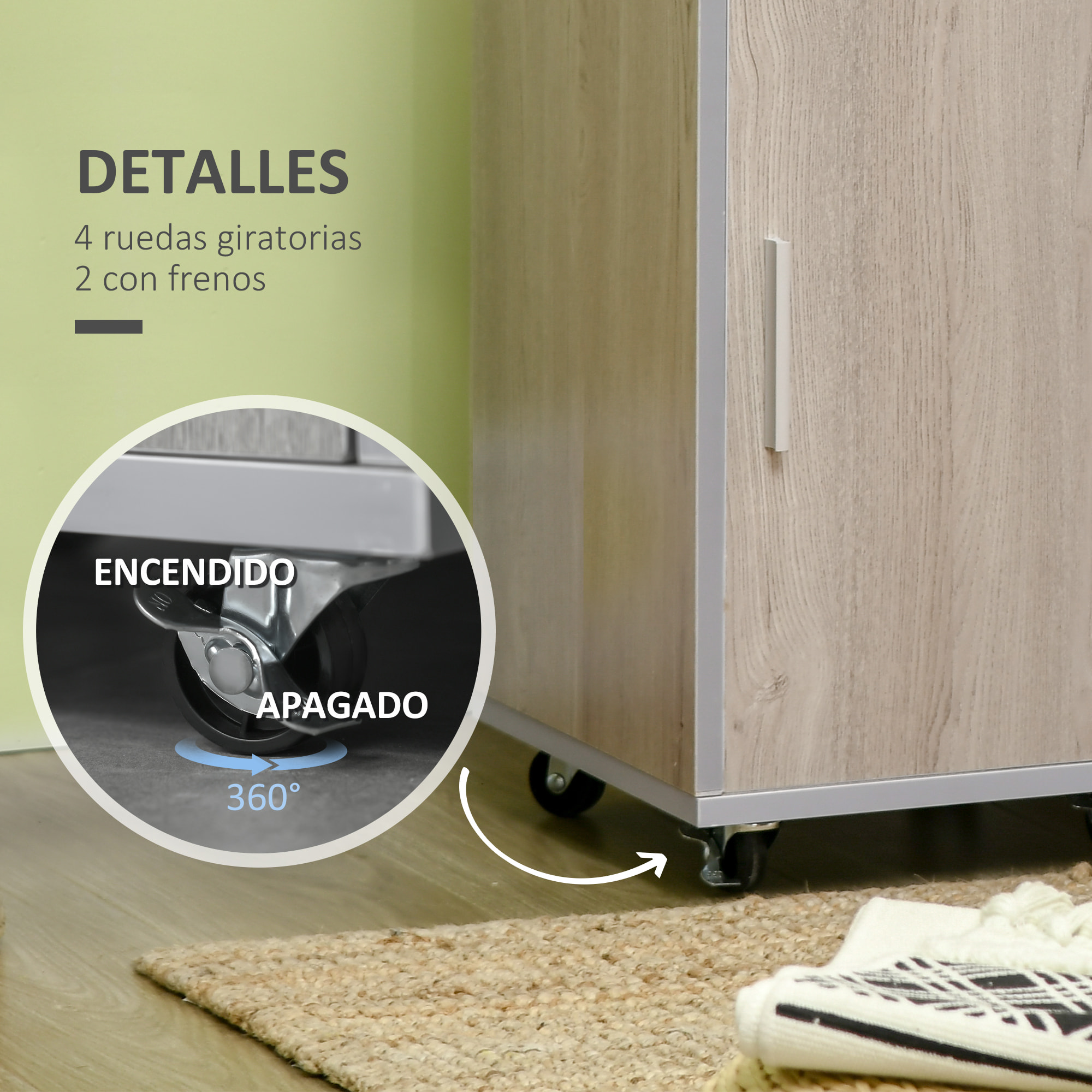 kleankin Armario de Baño con 1 Cajón 1 Puerta y Estante Abierto Mueble Auxiliar de Almacenaje con Ruedas para Salón Cocina Dormitorio Antivuelco 30x32x87 cm Gris