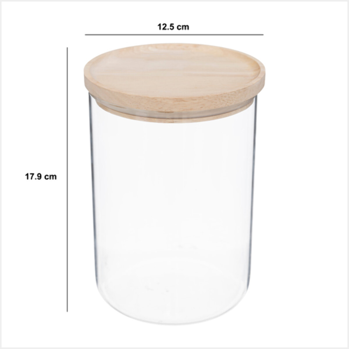 Bocal "Hermet" 1,6L en verre avec couvercle hermétique hévéa