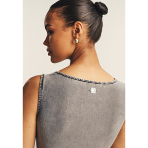 Body senza maniche in jersey TENCEL™ effetto denim