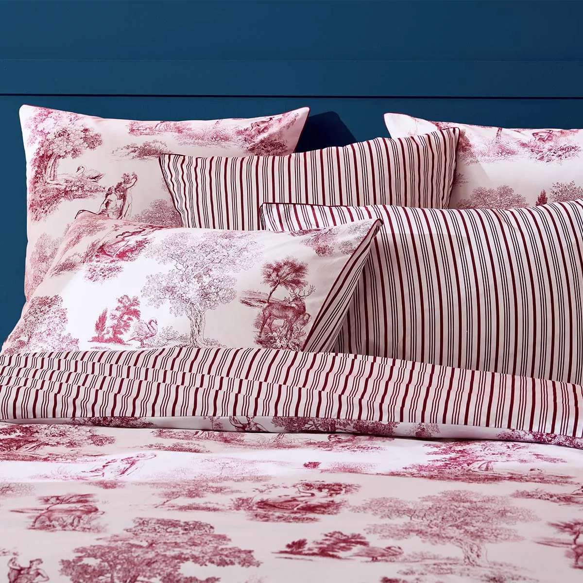 Housse de couette percale de coton imprimé rouge Poesie rosso