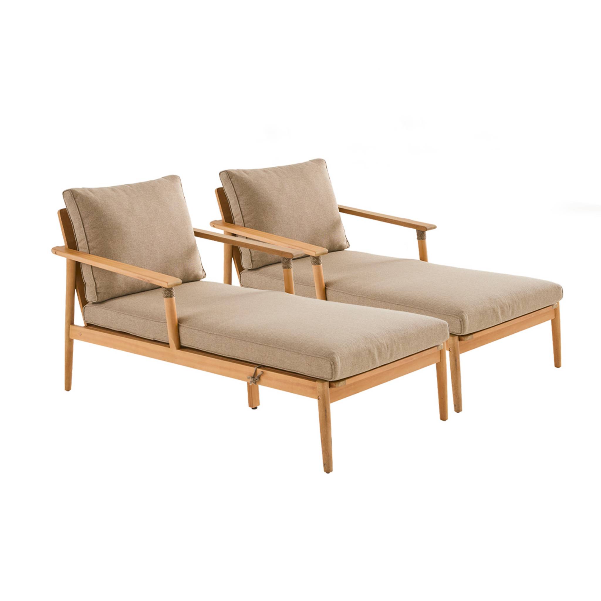 Bain de soleil bois d'acacia et cordage (lot de 2) CORDELIA