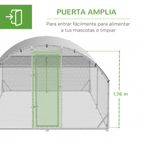 Gallinero Exterior Grande 380x280x195 cm Jaula para 10-12 Gallinas de Acero Galvanizado con 2 Pisos Cubierta de Tejado Puerta Corral para Pollos Conejos Patos Plata