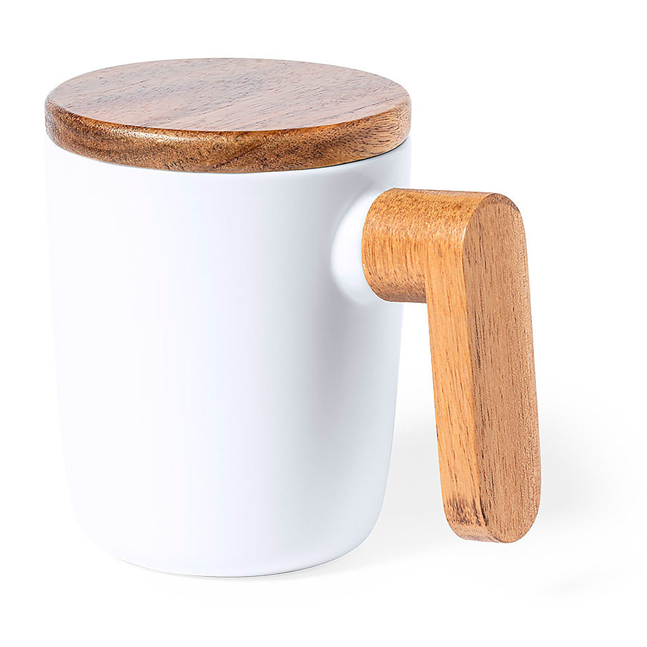 Tazza da 350 ml con coperchio e manici in legno naturale