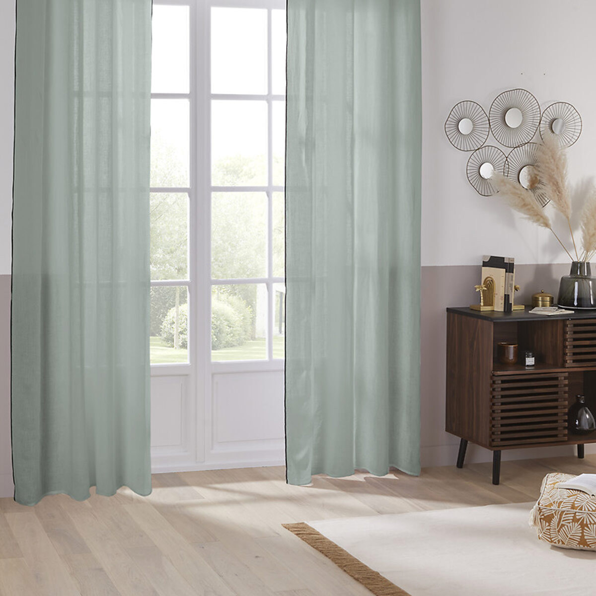 Rideau "Linah" vert céladon 130x260cm