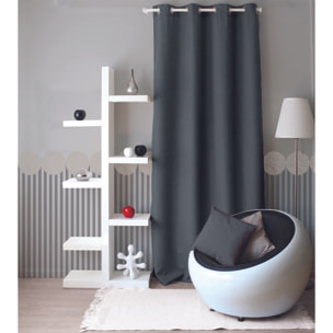 Rideau uni à oeillets - Gris Foncé