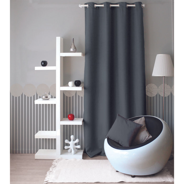 Rideau uni à oeillets - Gris Foncé