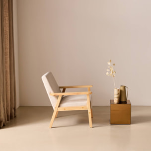 Fauteuil scandinave bois de peuplier, d'hévéa et tissu ISAK
