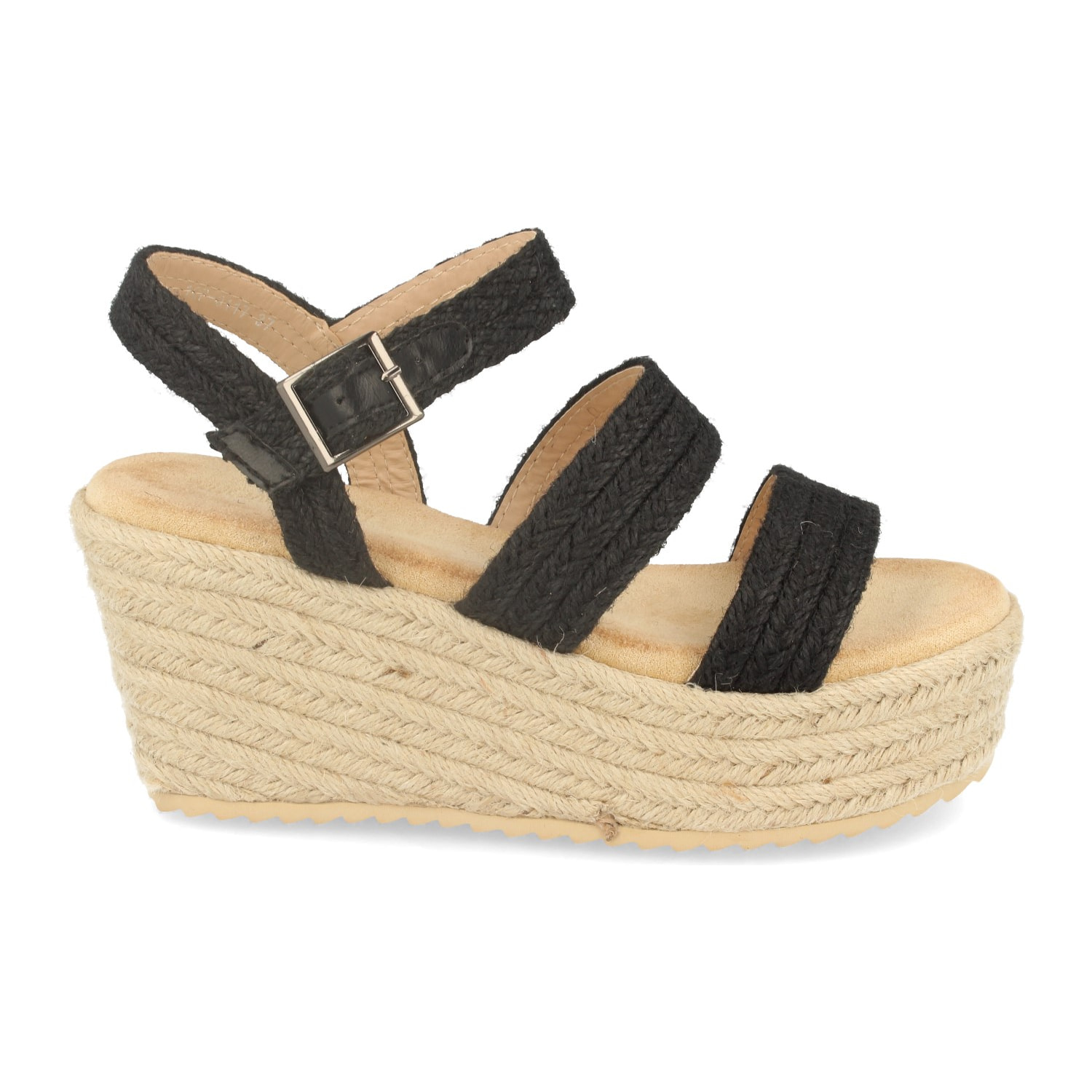 Sandalia de Plataforma con Cuña y Doble Pala de Yute