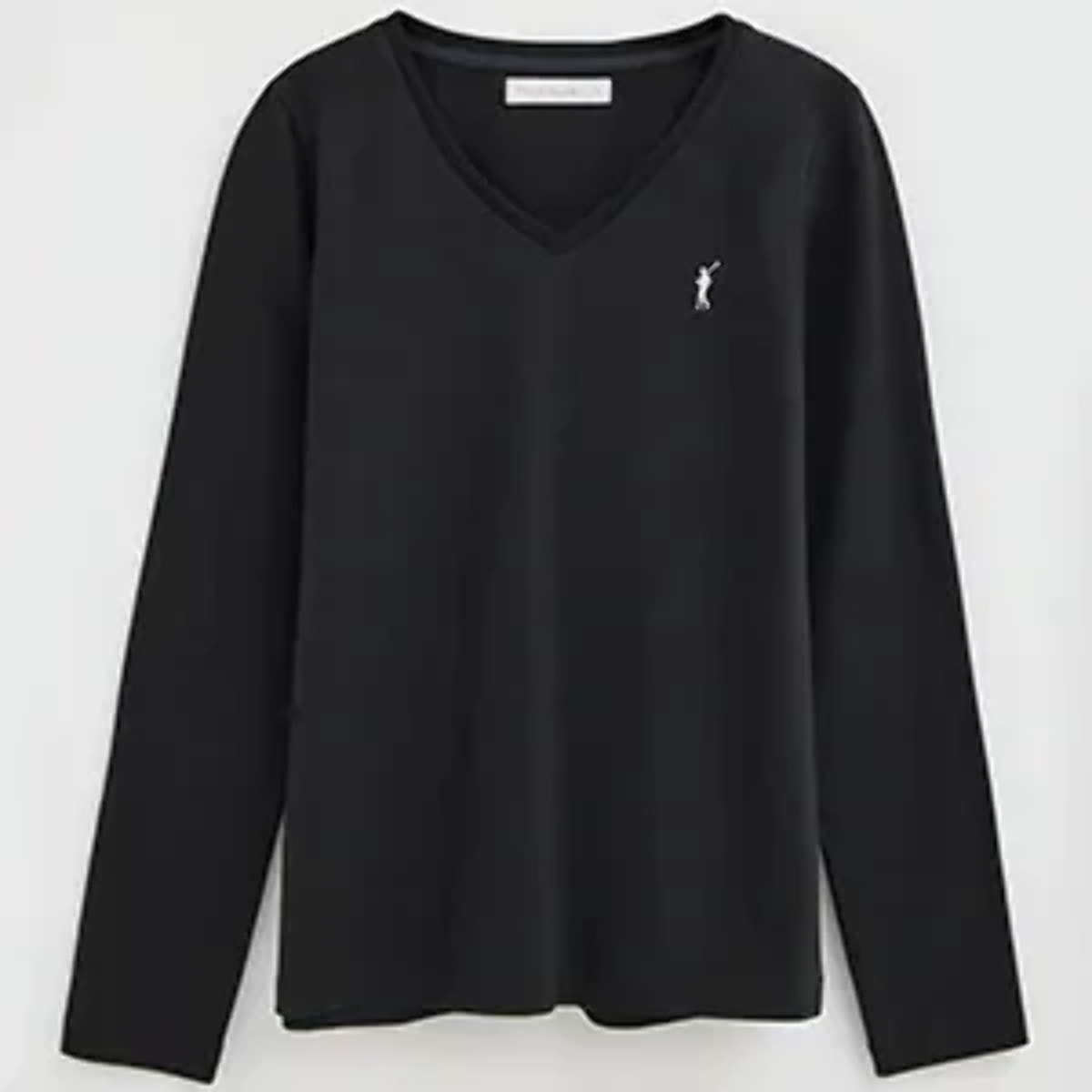 Maglietta nera a maniche lunghe e scollo a V con ricamo Rigby Go