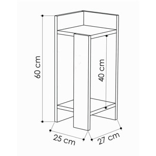 Comodino Dpiol, Comò basso, Tavolino da notte, Mensola da letto, 25x27h60 cm, Tortora