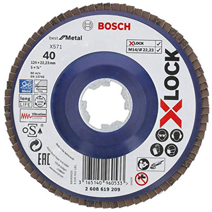 Disque X-Lock lamelle plat Best Metal BOSCH Ø125 Grain 60 - 2608619210