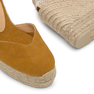 Alpargata de cuña Chiara en algodón orgánico lavado con doble plataforma