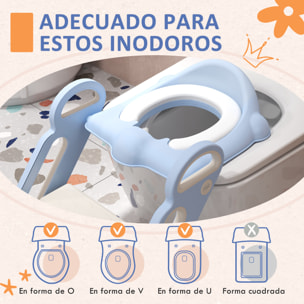 Adaptator WC para Niños con Escalera Plegable Reductor de Aprendizaje para Baño Asiento de Inodoro para Niños de 2-6 Años Portátil con Almohadillas Antideslizantes 67,9x42,8x51,5 cm Azul