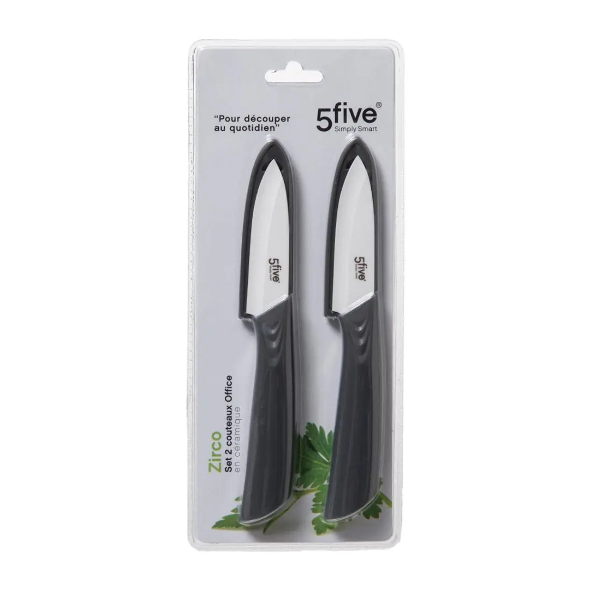 2 couteaux d'office "Zirco" lame 7,7cm en céramique