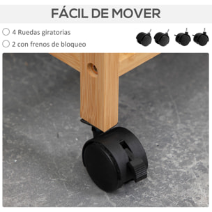 Cesto para Ropa Sucia de Bambú con 2 Bolsas de Tela Extraíbles 42x35x84,5 cm