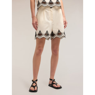 Motivi - Shorts in cotone ricamato - Bianco