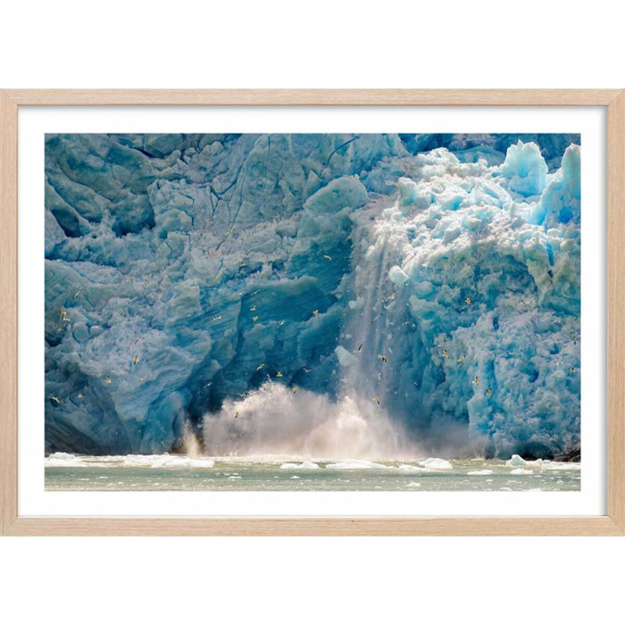 Affiche paysage Fonte glacière Affiche + cadre en bois - Chêne