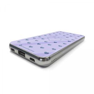 Batterie en verre trempé universel 8000mAh Pluie de Bonheur Lilas Motif Ecriture Tendance La Coque Francaise