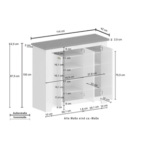 Scarpiera Dcigarin, Porta scarpe salvaspazio a 3 ante, Armadio multifunzione da ingresso, 114x42h100 cm, Bianco e Ardesia