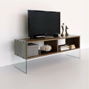 Mobile porta TV Dbennace, Credenza da soggiorno, Armadio basso per TV, Base parete attrezzata, 120x35h45 cm, Noce