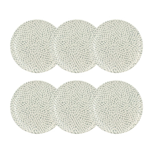 Lot de 6 assiettes plates à motif en porcelaine 27cm JASMIN