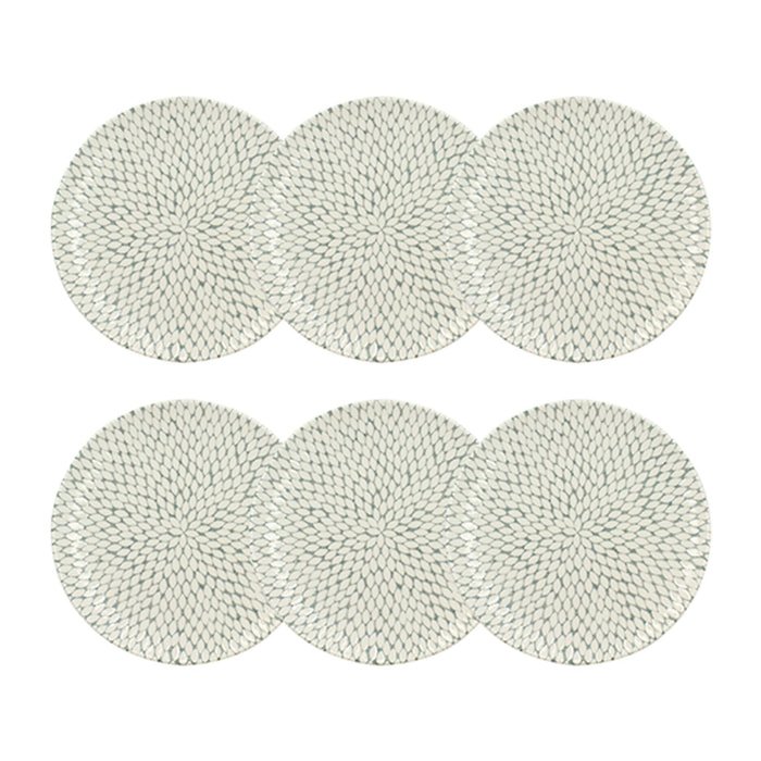 Lot de 6 assiettes plates à motif en porcelaine 27cm JASMIN