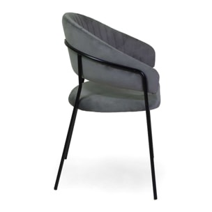 Poltrona Chloe Vacchetti in velluto grigio con struttura nera cm59x51h83,5