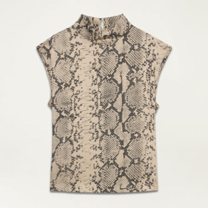 Oltre - Blusa con estampado reptil - Beige