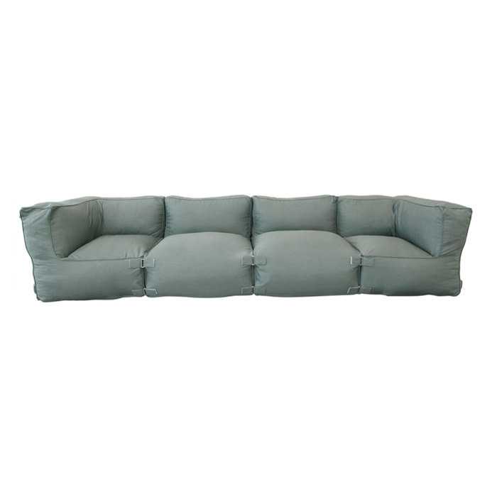 VERONE Salon de jardin modulable 4 places vert en tissu déperlant