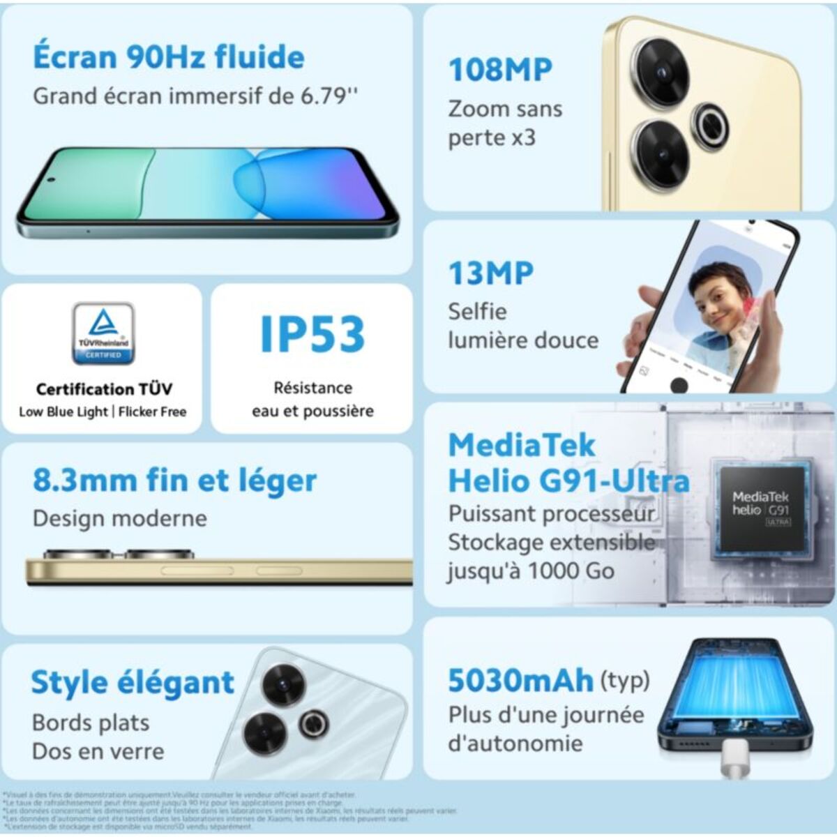 Smartphone XIAOMI Pack Redmi 13 256Go Noir 4G + Buds6 Play