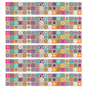 Sticker carrelage - Ambiance Sticker - CATARINA - Frises Mosaïque - 6 frises - 15x90cm