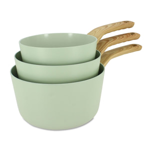 Lot de 3 casseroles revêtement céramique céladon - tous feux CELADON