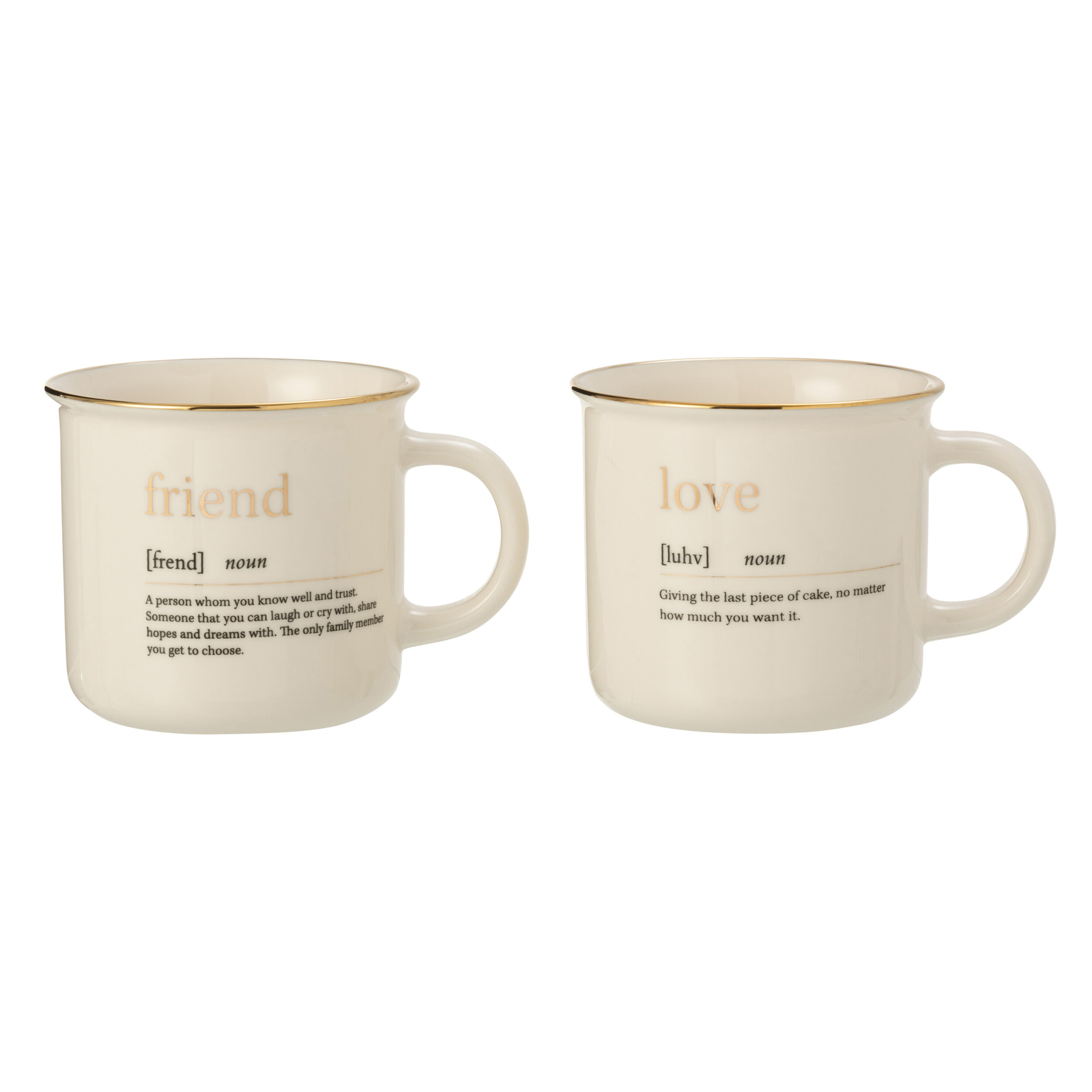 J-Line tasse Message Love Friend - céramique - or - 2 pcs