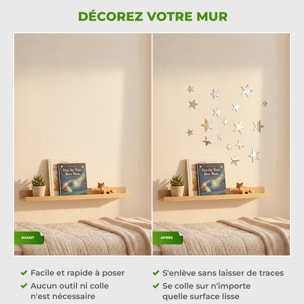 Pack de 19 stickers mirroirs étoiles 10 x 10 cm