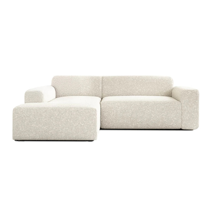 CALYS - Canapé d'angle gauche 4 places en tissu bouclette écrue