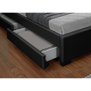 Structure de lit LED avec rangements 160 x 200 cm noir NEXUS