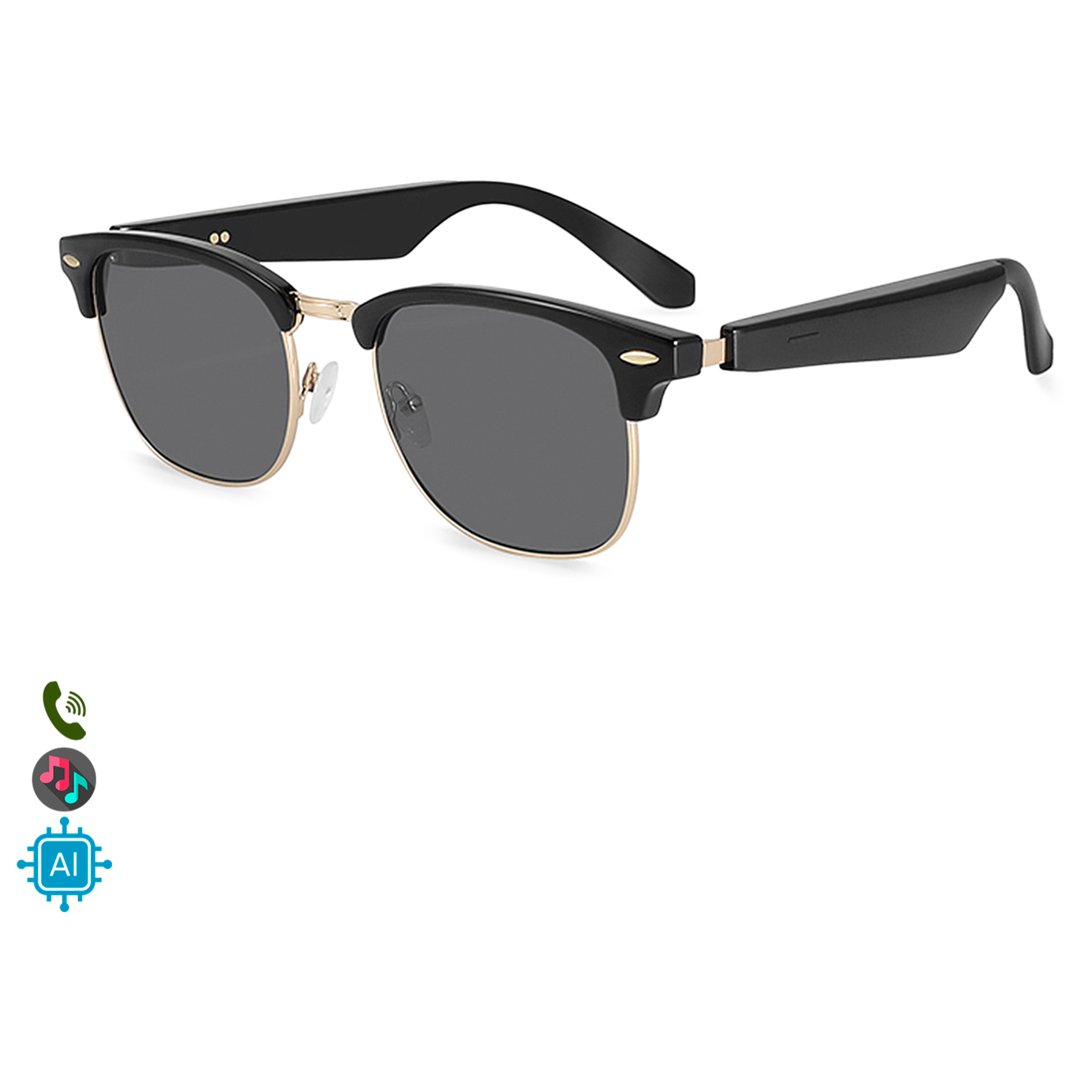 Gafas inteligentes A03-316C1, control de llamada bluetooth, asistente de voz, traducción AI.