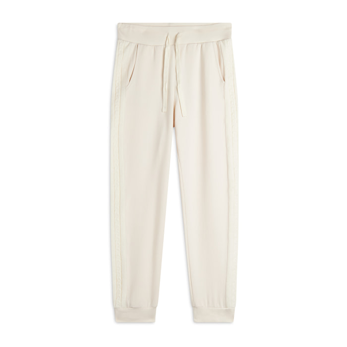 Pantalone in felpa modal con bande laterali a trecce