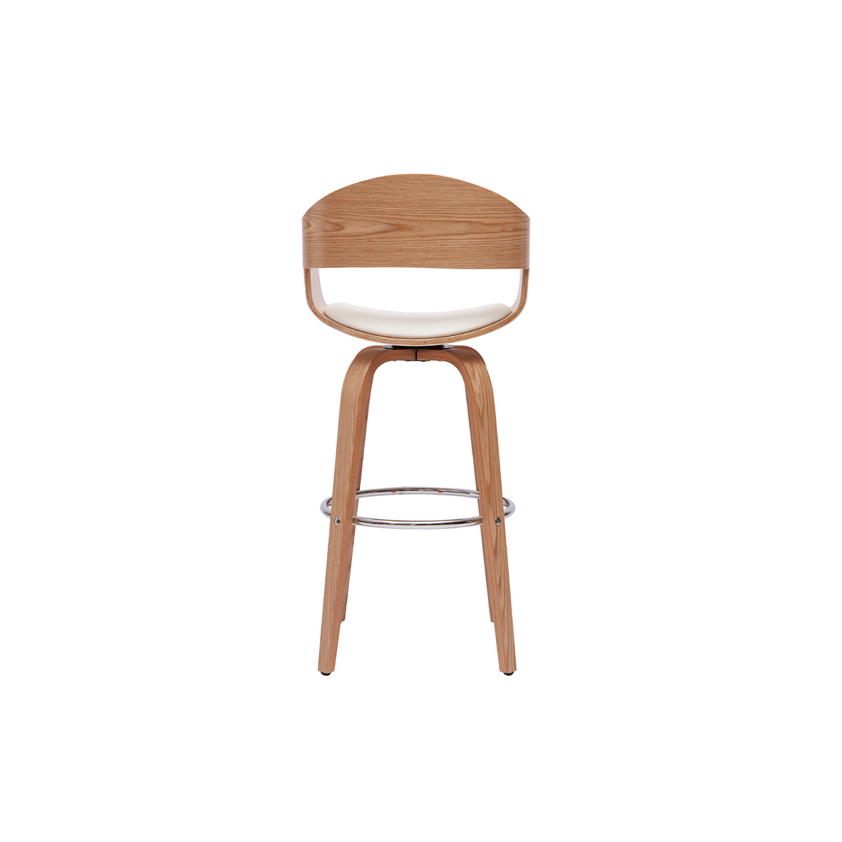 Tabouret de bar design pivotant blanc et bois clair H65 cm GAO