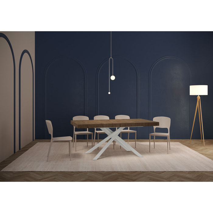 Tavolo allungabile 160x90/264 cm Karida Noce telaio Bianco