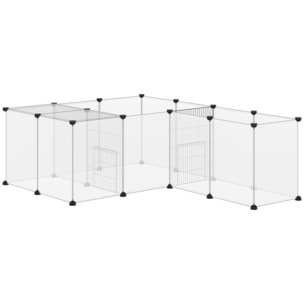 Valla para Mascotas DIY con 20 Paneles de Resina Parque para Animales Pequeños Jaula Modular para Cobayas Conejos Chinchillas 175x70x45 cm Blanco